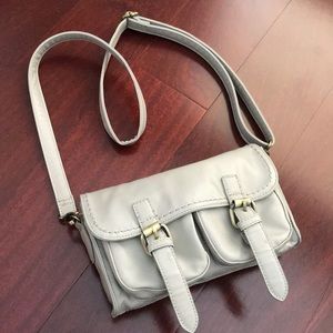 Crossbody bag in grey leather